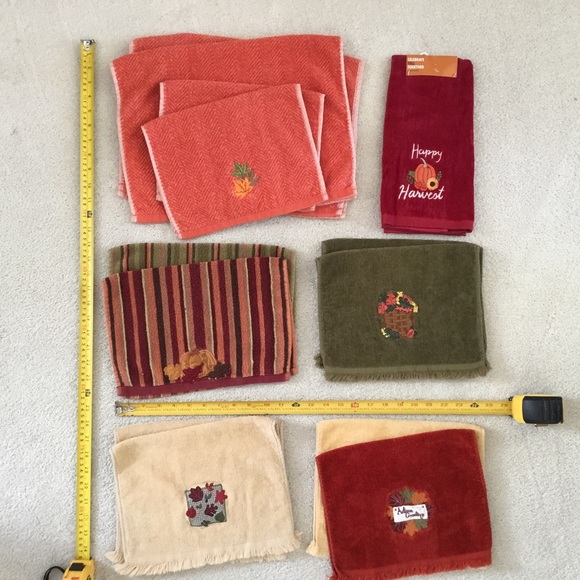 Kohl's Bath Lot Bundle Guest Hand Towels Autumn Fall Thanksgiving